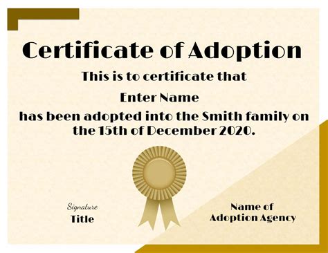 Free Adoption Certificate Template - Customize Online