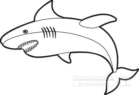 Animal Outline Clipart-shark underwater black outline