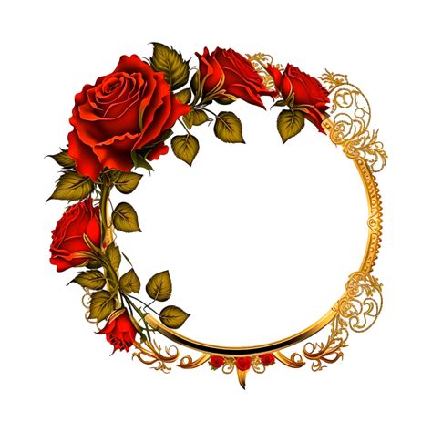 Beautiful Floral Wreath With Red Rose Flower Circle Frame 21776258 PNG