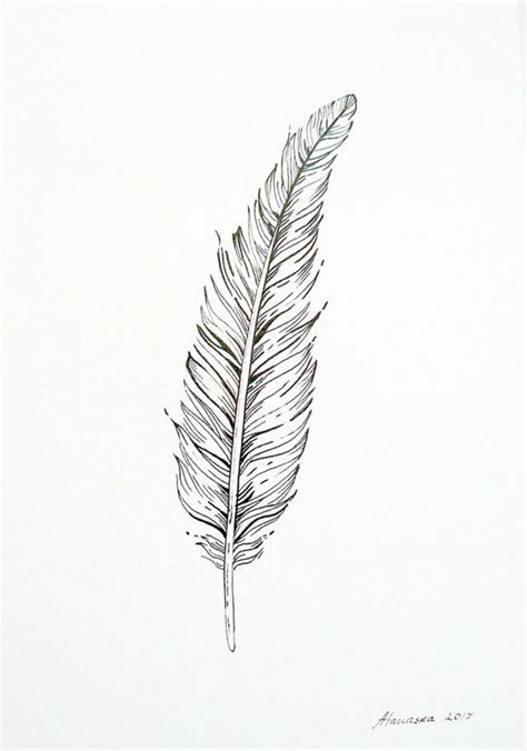 Feather Drawing Black And White Tattoo