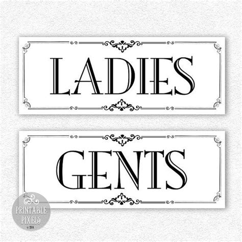 Restroom Printable Signs #2B // Bathroom Signs // White // Ladies Gents ...