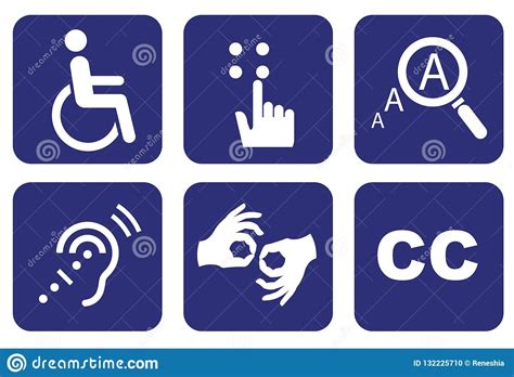 Universal Symbols Of Accessibility Stock Illustration - Illustration of background, disability ...