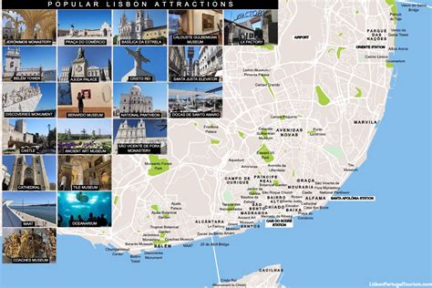 Lisbon Tourist Map with the Major Attractions and Neighborhoods