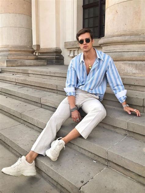 Light Blue Shirt, Aesthetic Fashion Outfits With Beige Sweat Pant ...