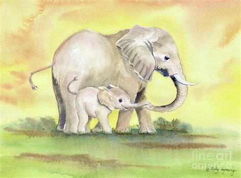 Colorful Mom and Baby Elephant 2 Painting by Melly Terpening - Fine Art America