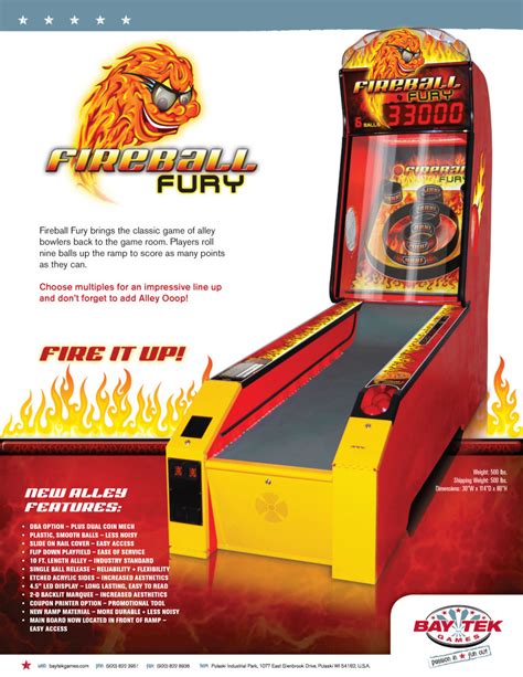 The Arcade Flyer Archive - Arcade Game Flyers: Fireball Fury, Bay Tek