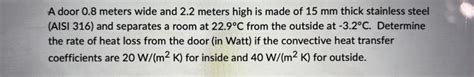 Solved Thermal conductivity of stainless steel, 15 watts per | Chegg.com