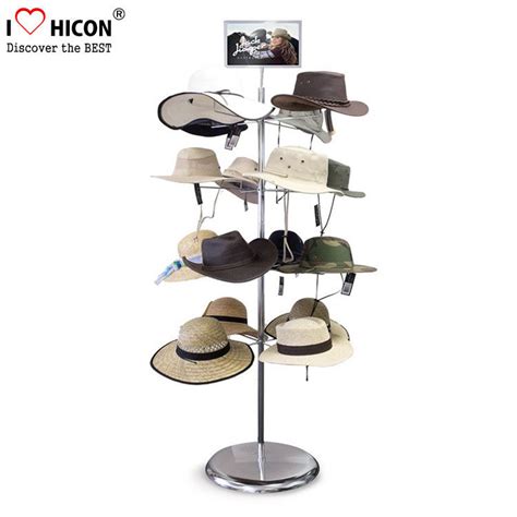 Free Standing Metal Hat Display Stand 7-Layer Rotating Cap Rack For Retail Store