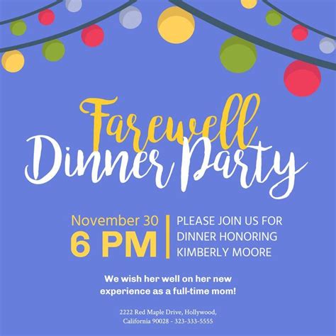 Editable Banner for your farewell dinner party! | Goodbye cards, Dinner party, Farewell parties