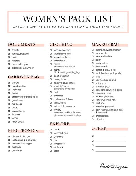 Free Printable Packing List For Vacation - Printable Form, Templates ...