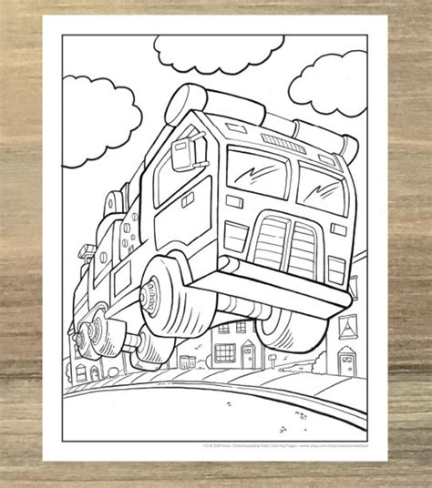 Big Fire Truck Coloring Page Downloadable PDF File - Etsy