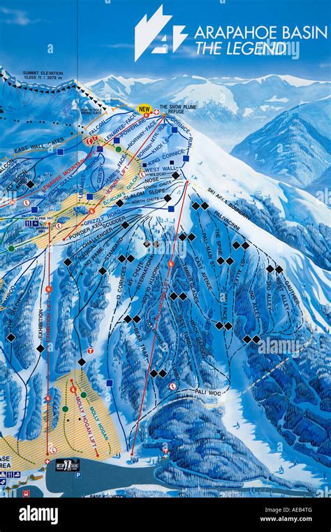 Map of Ski runs Arapahoe Basin Ski Resort Rocky Mountains Colorado USA Stock Photo - Alamy