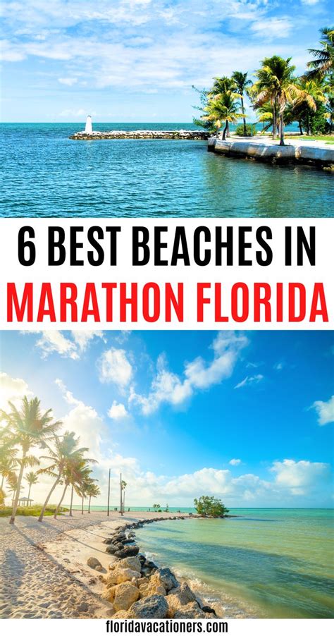 the beach in marathon florida with text overlay reading 6 best beaches ...