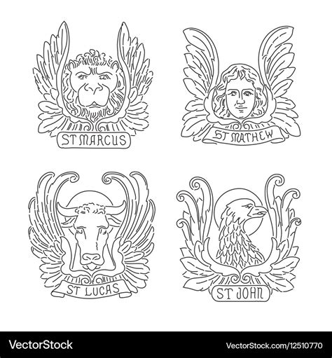 Four evangelists line symbols Royalty Free Vector Image