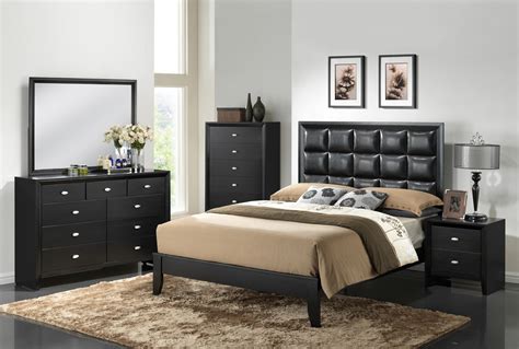 Global Furniture Carolina 5-Piece Panel Queen Bedroom Set in Black ...