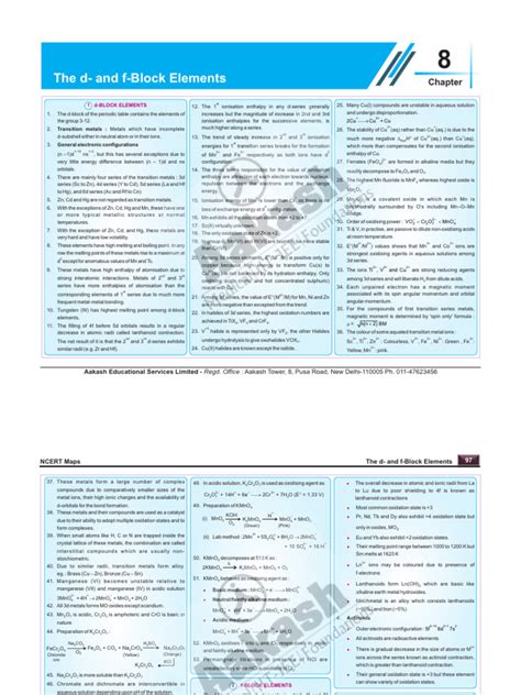 D&F Block Chemistry | PDF | Transition Metals | Metallic Elements