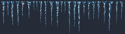 Premium Vector | Set of translucent light blue realistic icicles of different lengths on dark ...