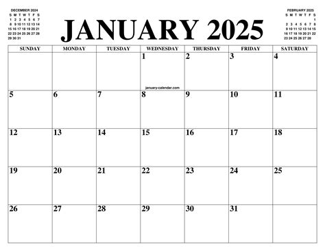 JANUARY 2025 CALENDAR OF THE MONTH: FREE PRINTABLE JANUARY 2025 ...