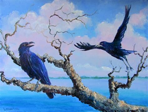 Lori's Stormy Art and Daily Paintings: Daily Painting 1158 SOLD Out on a Limb Crow painting