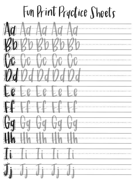 Free Printable Hand Lettering Worksheets