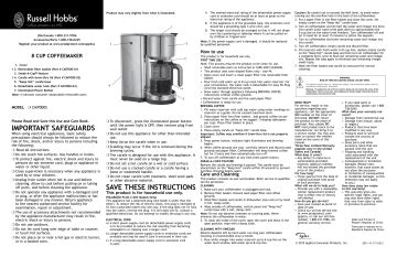 Russell Hobbs CM7000S Coffee Machine User Manual | Manualzz