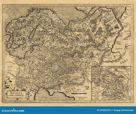 Medieval Ancient Map of Russia by the Cartographer Mercator. 1606 Editorial Photography - Image ...