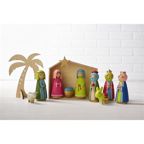 Hallmark Home & Gifts 11 Piece Modern Wooden Nativity Set | Wayfair