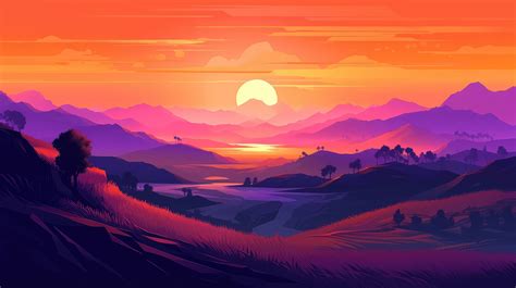 Download A sunset over a valley HD wallpaper 4k background | WallpaperSafari.com