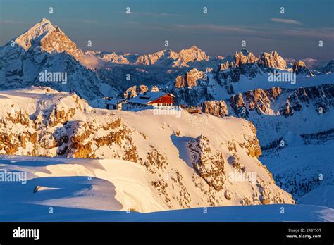 Rifugio Lagazuoi , in background Antelao, Croda da Lago, Belluno, South ...