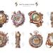 Watercolor Steampunk Clocks & Watches Clipart Bundle, Steampunk Fantasy ...