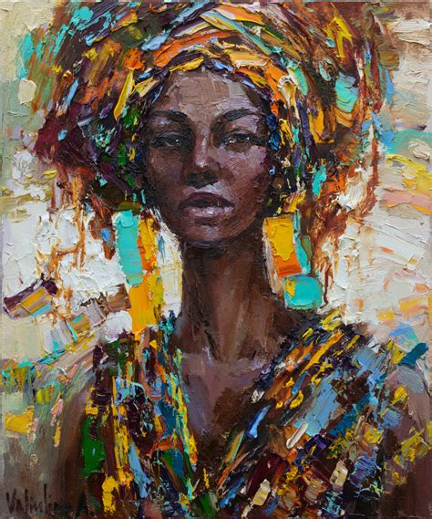 African woman portrait Original oil painting by Anastasiya Valiulina (2019) : Painting Oil on ...