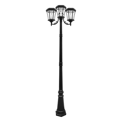 Gama Sonic Victorian 3-Head Outdoor Solar Black Lamp Post-GS-94T-B - The Home Depot