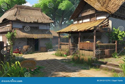 Anime Concept Background Countryside 3D Environment Stock Image - Image ...