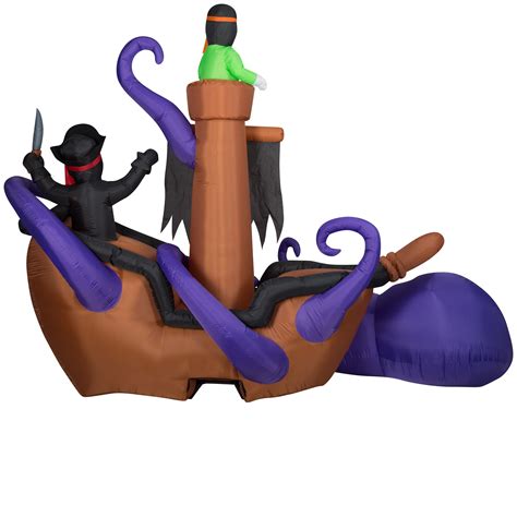 7ft. Animated Airblown® Inflatable Halloween Giant Pirate Ship Scene ...