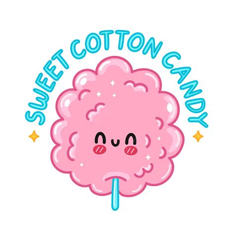 Premium Vector | Cute funny sweet cotton sugar candy. vector hand drawn cartoon kawaii character ...