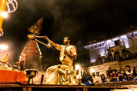 Varanasi Ganga Aarti Rituals at Dashashwamedh Ghat Performed by Young ...