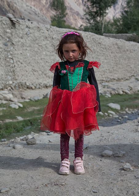 Girl wearing a shirt with the afghan flag colors, Badakhshan province ...