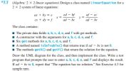 java code Design a class named QuadraticEquation for a quadratic equation with real coefficients ...