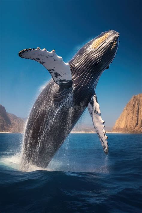 Giant Gorgeous Whale Jumping Ot of Sea Water at Sunset Stock Image ...