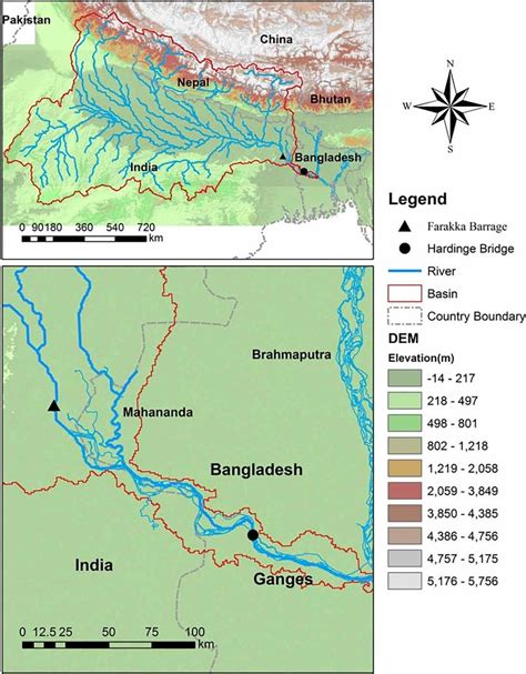 The Ganges basin and detailed map with location of the Farakka barrage... | Download Scientific ...