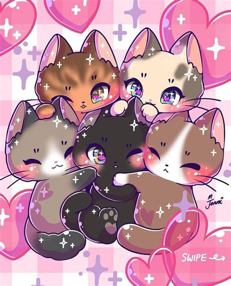 Cute Anime Kawaii Cat Drawing