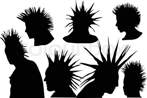 70s-80s punk rock hairstyle, urban culture | Stock Vector | Colourbox