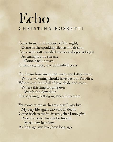 Echo - Christina Rossetti Poem - Literature - Typography Print 1 ...