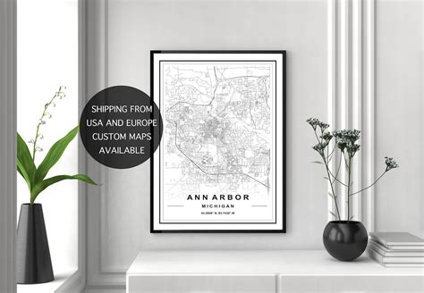 ANN ARBOR MAP High Res Map Map of Ann Arbor Ann Arbor City - Etsy