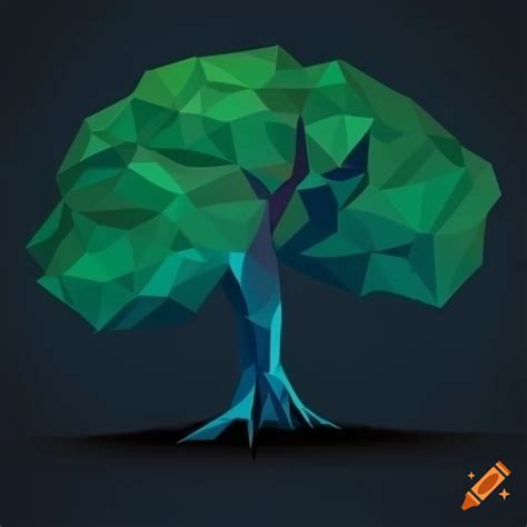 Low poly tree silhouette logo
