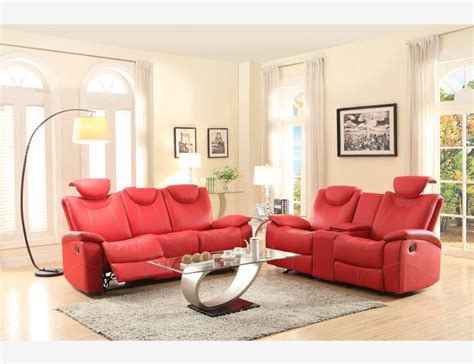 Red Leather Recliner Sofa