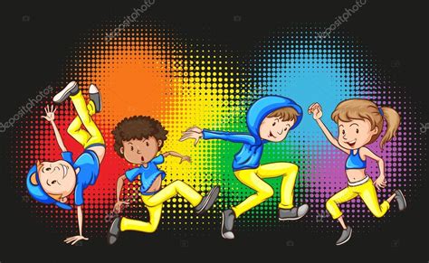 Niños bailando hip hop Ilustración de stock de ©blueringmedia #93072148