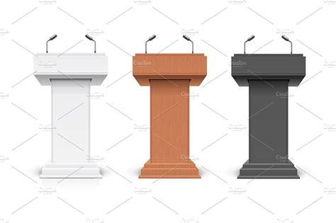 Realistic Podium Tribune Debate | Graphic Objects ~ Creative Market