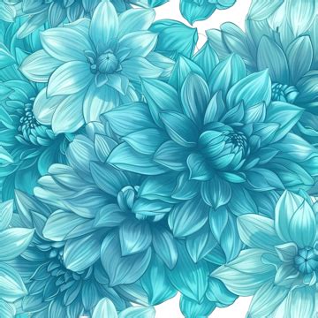 Turquoise Seamless Pattern With Dahlia Flowers, Dahlia, Flower, Floral PNG Transparent Image and ...