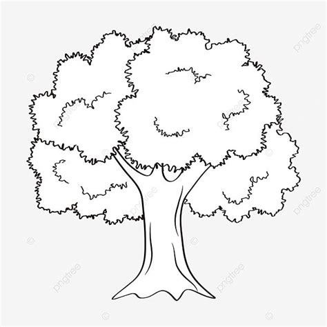 a black and white drawing of a tree with leaves on the branches, cartoon, illustration png and psd